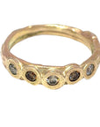 Warm Diamond Bubble Band - 10ky Gold, Champagne + Cognac Diamonds