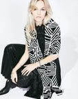 100% Italian Spun Egyptian Cotton Body Cocoon Wrap: Camelia Wrap Black + Cream