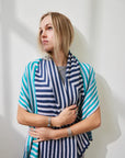 100% Italian Spun Egyptian Cotton Body Cocoon Wrap: Pinwheel Print - Robin Denim Marble