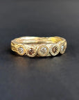 Warm Diamond Bubble Band - 10ky Gold, Champagne + Cognac Diamonds