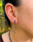 Oxidized Serpent Dangles - Sterling Silver