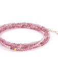 Pink Tourmaline Wrap Bracelet-Necklace - 14k Gold + Pink Tourmaline