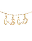 Initial Letter Charm with Diamond - 18k Yellow Gold / K
