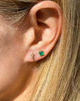 Princess Post Earrings - 18k Gold + Diamonds