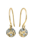 Tricia Earrings - 22k/18k Gold Fused, Oxidized Silver, Reclaimed Diamonds