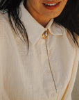 Flora Bolo Necklace - Oxidized Brass, Sterling Silver + Blue Moonstone Glass w/Oxidized Sterling Silver 32" Chain