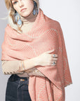 100% Italian Spun Egyptian Cotton Body Cocoon Wrap: Forest Fern Print Coral + Sugar