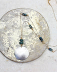 Larken Necklace - Black Oxidized Chain + Moss Aquamarine