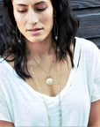 Larken Necklace - Black Oxidized Chain + Moss Aquamarine