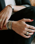 Three Bloom Dusted Skinny Cuff - 22ky, 18ky, Oxidized Silver + VS Diamonds