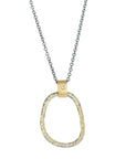Dusted Carabiner Necklace - 22k/18k Gold, Oxidized Silver + VS Diamond