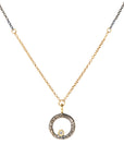 Oxidized Silver Petite Turning Aspen Charm Necklace - 18k/14k, Oxidized Silver + VS White Diamond