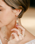 Black + Gold Triple Drop Scattered Diamond Earrings - 18ky Gold, Oxidized Silver + VS Diamonds