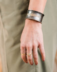 Breezy Bop Cuff - 22k Gold Dust, Oxidized Argentium Silver + Reclaimed Diamonds