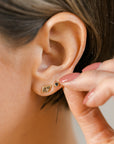 Cognac Rose Cut Kite Studs - 18ky + Reclaimed Diamonds