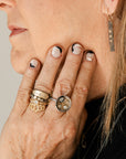 Peas in a Pod Cigar Band - 14k Gold, Oxidized Silver + VS White Diamonds