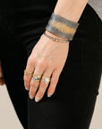 Three Bloom Dusted Skinny Cuff - 22ky, 18ky, Oxidized Silver + VS Diamonds