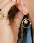 Small Sun Centric Earrings - 22k/14k Gold + Oxidized Silver