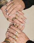 Three Bloom Stacking Ring - 22k/18k Gold, Oxidized Silver + VS White Diamonds