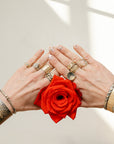 Three Bloom Stacking Ring - 22k/18k Gold, Oxidized Silver + VS White Diamonds