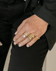 KMJ Staple Short Cigar Band - 22k Gold, Oxidized Silver