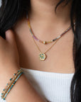 Gemstone Single Wrap 3 Bead Bracelet - 14k Yellow Gold / Spinel