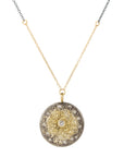 Starburst Necklace on Two-Tone Chain - 22k/18k/14k Gold, Oxidized Silver + VS Diamonds
