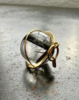 Black Tourmaline in Quartz Orb - 18k Gold