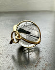 Black Tourmaline in Quartz Orb - 18k Gold