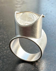Enhydro Quartz Parabola Ring - 14k Gold + Sterling Silver