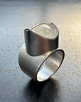 Enhydro Quartz Parabola Ring - 14k Gold + Sterling Silver