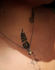 Sacred Heart Necklace - Oxidized Brass + Sterling Silver