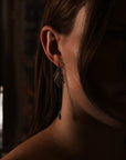 Morning Star Earrings - Oxidized Brass, Sterling Silver + Turquoise