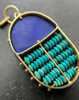 Lapis + Turquoise Scarab Pendant - 18k Gold, Lapis Lazuli + Persian Turquoise
