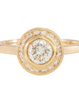 Round Diamond Channel Halo Ring - 18ky Gold + VS Diamonds