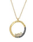Mini Turning Aspen Necklace (redesigned) - 18k Gold, Oxidized Silver + Reclaimed Diamonds