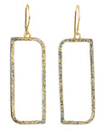 Floating Square Hoops with Diamonds - 22k/18k Gold, Oxidized Silver + Reclaimed Diamonds