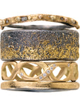 Black + Gold Dusted Band - 22k Gold + Oxidized Argentium Silver