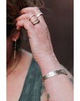 Double Tab Band - 18ky Gold, Silver + Reclaimed Diamonds