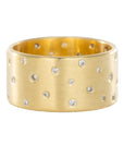 18ky Gold Scattered Diamond Band (Diamonds All The Way Around) - 4mm, 7mm, 10mm