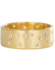 18ky Gold Scattered Diamond Band (Diamonds All The Way Around) - 4mm, 7mm, 10mm