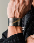 Silver + Gold Slice Cuff - 22k Gold, Oxidized Silver + Black Diamonds