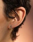 Serpent Studs - 14k Gold, Sterling Silver + Black Spinel