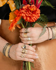 Three Bloom Stacking Ring - 22k/18k Gold, Oxidized Silver + VS White Diamonds