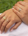 Open Pave Diamond 'Lilydust' Ring - 18k Yellow Gold / 7