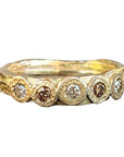 Warm Diamond Bubble Band - 10ky Gold,  Champagne + Cognac Diamonds