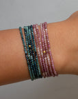 Pink Tourmaline Wrap Bracelet-Necklace  - 14k Gold + Pink Tourmaline