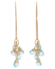 OOAK Blue Topaz Cluster Drop Earrings - 14k Gold-Fill