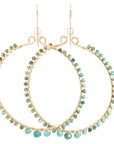 OOAK Turquoise Wrapped Hoop Earrings - 14k Gold-Fill