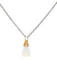 OOAK Moonstone Single Stone Necklace - 14k Gold-Fill + Oxidized Silver Chain